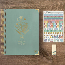 Load image into Gallery viewer, 2025-2026 Large Green Linen Hard Cover Planner