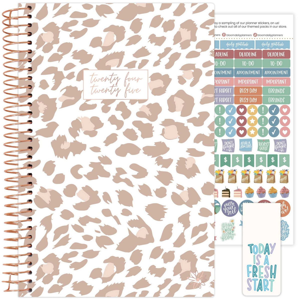 20242025 Tan Leopard Soft Cover Planner Paper Sisters