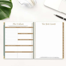 Load image into Gallery viewer, 2025-2026 Large Green Linen Hard Cover Planner