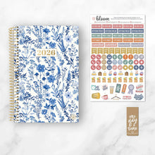 Load image into Gallery viewer, Pre-Order 2026 Blue & White Floral Soft Cover Planner