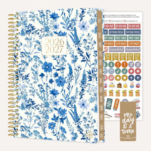 Load image into Gallery viewer, 2026-2027 Blue & White Floral Soft Cover Planner