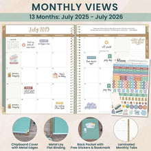 Load image into Gallery viewer, 2025-2026 Large Green Linen Hard Cover Planner