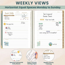 Load image into Gallery viewer, 2025-2026 Large Green Linen Hard Cover Planner