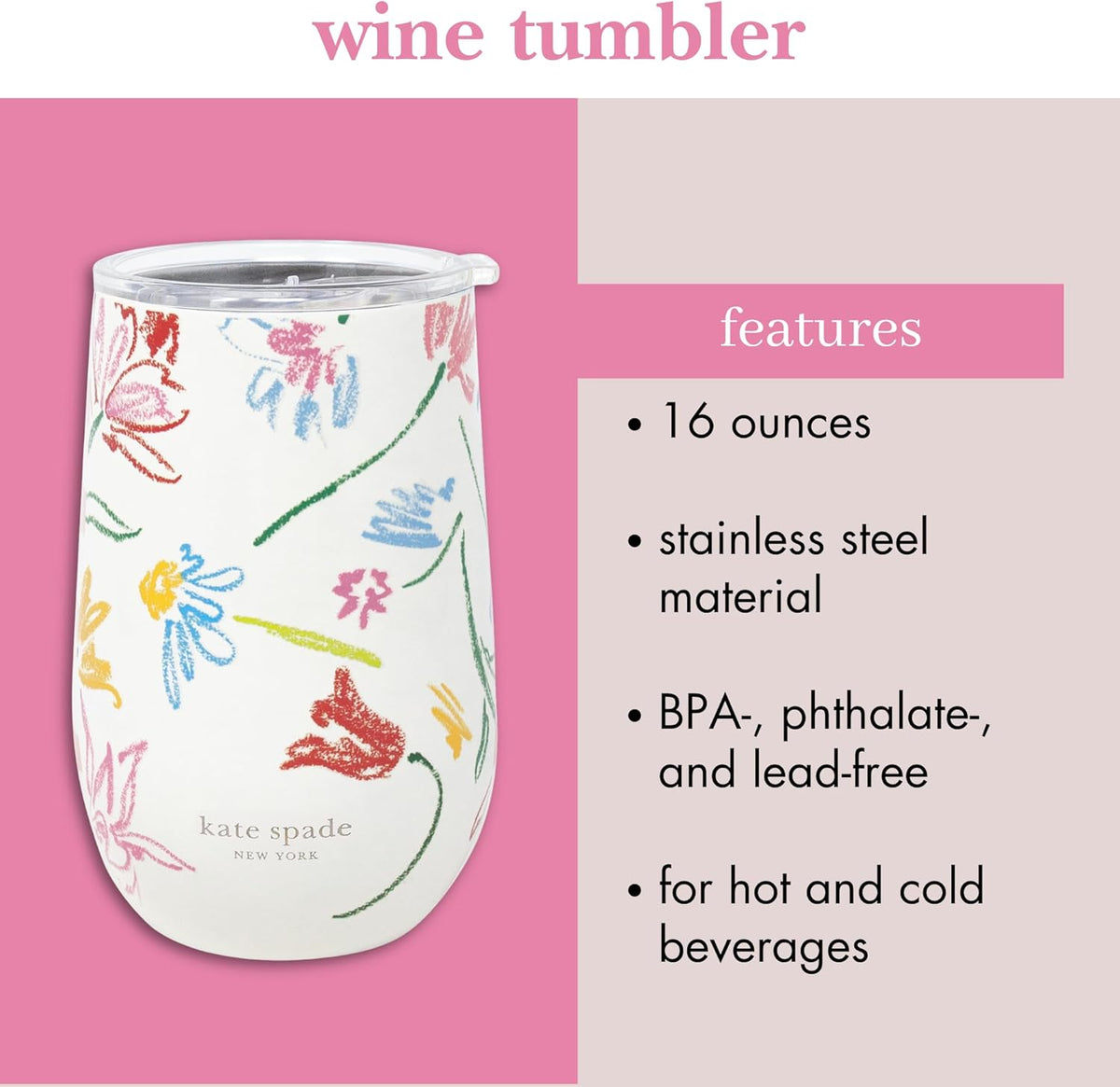 kate spade new york, Joyful Garden, Stainless Steel Wine Tumbler  Paper  Sisters