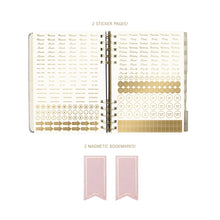 Load image into Gallery viewer, Blush Pink Fabric-Covered Journal with Magnetic Bookmarks