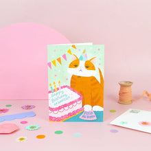 Load image into Gallery viewer, Birthday Cat Cake Greeting Card