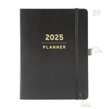 Load image into Gallery viewer, Small Black 2024-2025 18 Months Soft Vegan Leather Planner
