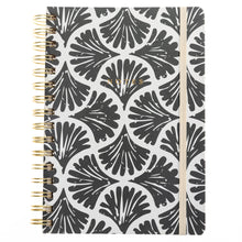 Load image into Gallery viewer, Black Block Print Hard Cover Spiral Notebook
