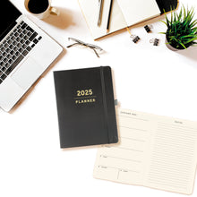 Load image into Gallery viewer, Small Black 2024-2025 18 Months Soft Vegan Leather Planner
