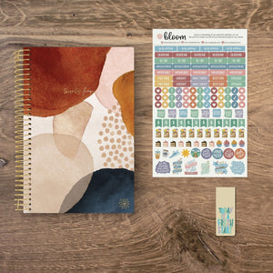 Blue Earthy Abstract 2024 Soft Cover Planner
