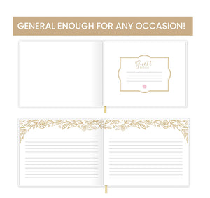 Guest Book , Gold Floral