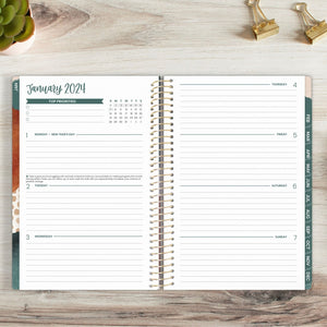 Green Earthy Abstract 2024 Soft Cover Planner