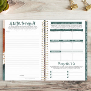Green Earthy Abstract 2024 Soft Cover Planner