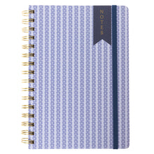 Load image into Gallery viewer, Blue Block Print Hard Cover Spiral Notebook
