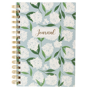 White Hydrangeas Hard Cover Spiral Notebook