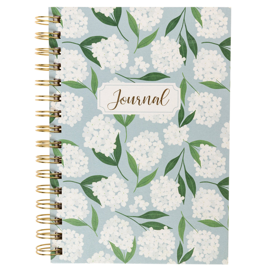 White Hydrangeas Hard Cover Spiral Notebook