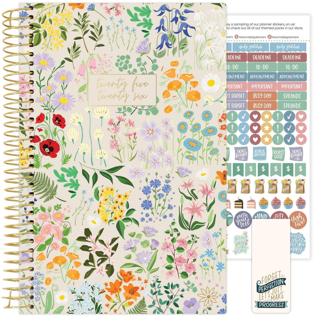 2025-2026 Beige Garden Party Soft Cover Planner