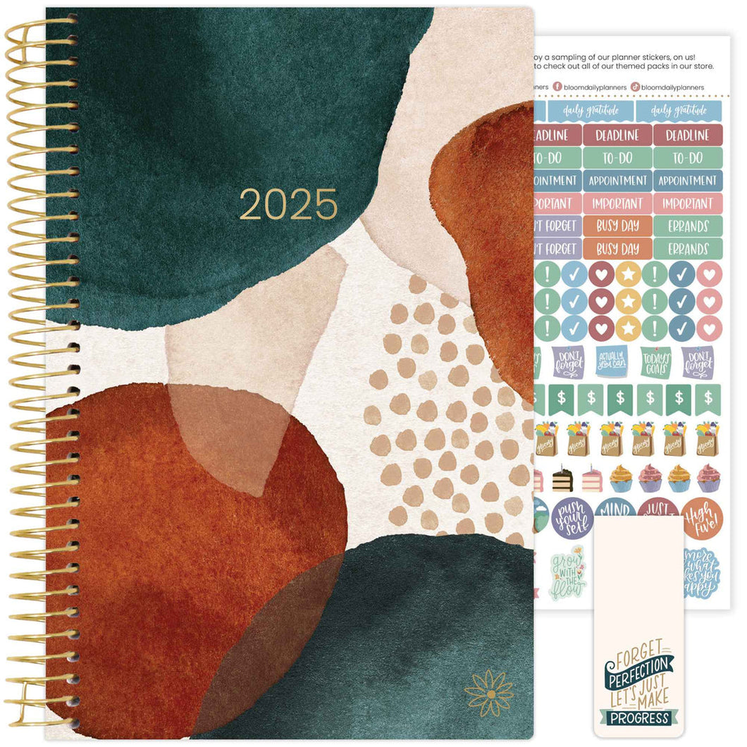 2025 Green Earthy Abstract, Soft Cover Planner