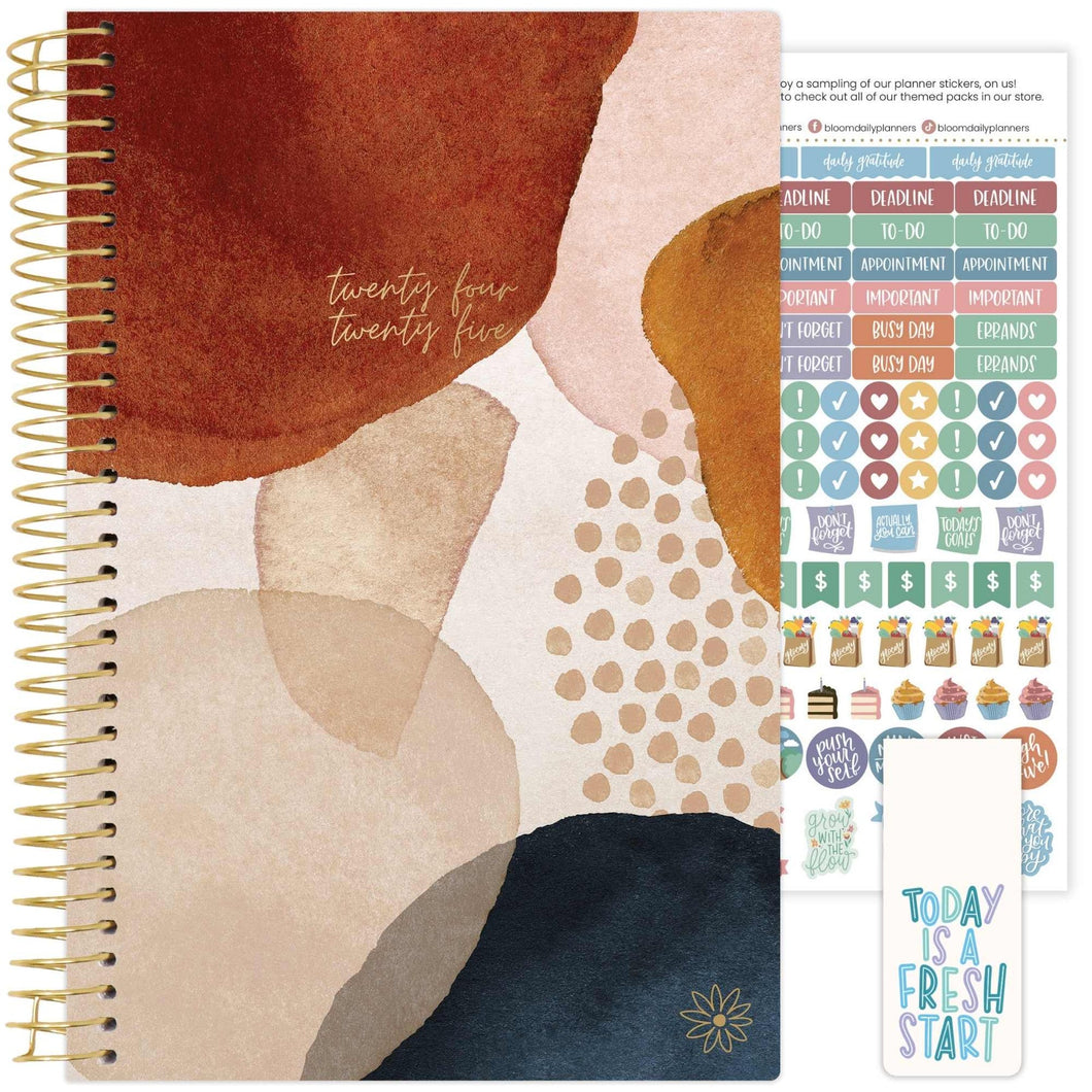 2024-2025 Blue Earthy Abstract Soft Cover Planner