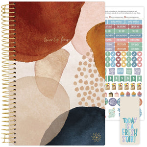 Blue Earthy Abstract 2024 Soft Cover Planner