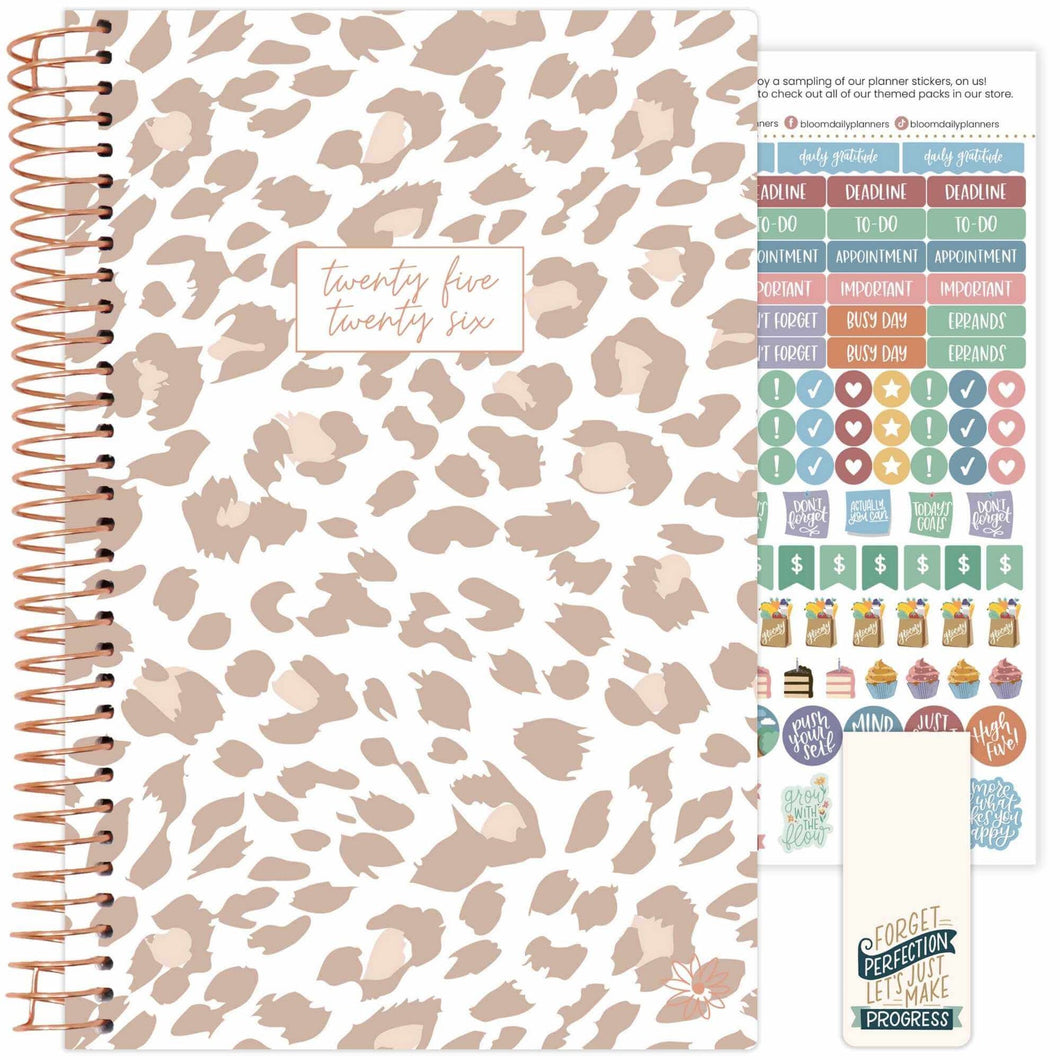 2025-2026 Tan Leopard Soft Cover Planner