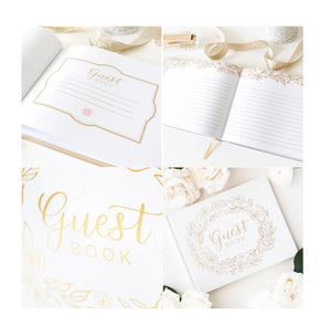 Guest Book , Gold Floral