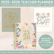Load image into Gallery viewer, 2025-2026 Teacher Planner, With 3 Interchangeable Covers: Cool Tones
