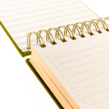 Load image into Gallery viewer, Olive Fabric-Covered Spiral Jotter
