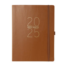 Load image into Gallery viewer, Large Brown 2024-2025 18 Months Soft Vegan Leather Planner
