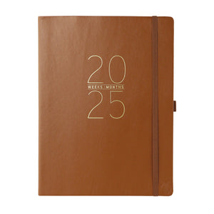 Large Brown 2024-2025 18 Months Soft Vegan Leather Planner