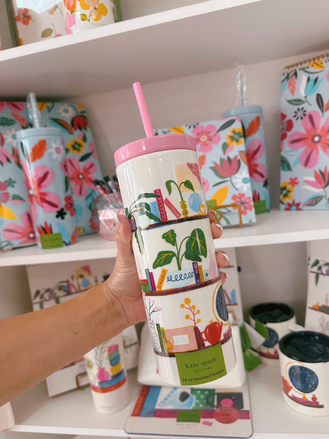 kate spade new york, Charmed Library Acrylic Tumbler with Straw