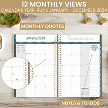 Load image into Gallery viewer, Green Earthy Abstract 2024 Soft Cover Planner
