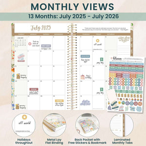 2025-2026 Beige Garden Party Soft Cover Planner
