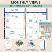 Load image into Gallery viewer, 2025-2026 Navy Garden Party Soft Cover Planner
