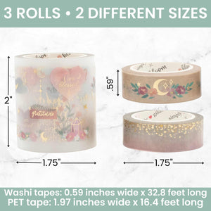 Simply Gilded x Bloom Boho Celestial, Washi Tape & PET Tape Set