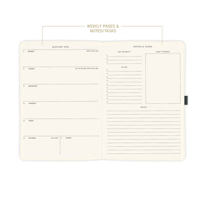 17 Month Black Vegan Leather Large Planner
