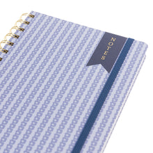 Load image into Gallery viewer, Blue Block Print Hard Cover Spiral Notebook
