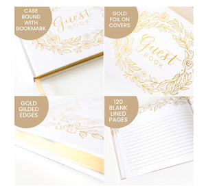 Guest Book , Gold Floral