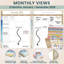 Load image into Gallery viewer, Pre-Order 2026 Coastal Calm Large Hard Cover Planner
