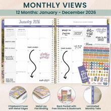 Load image into Gallery viewer, Pre-Order 2026 Wildflower Mountains Large Hard Cover Planner
