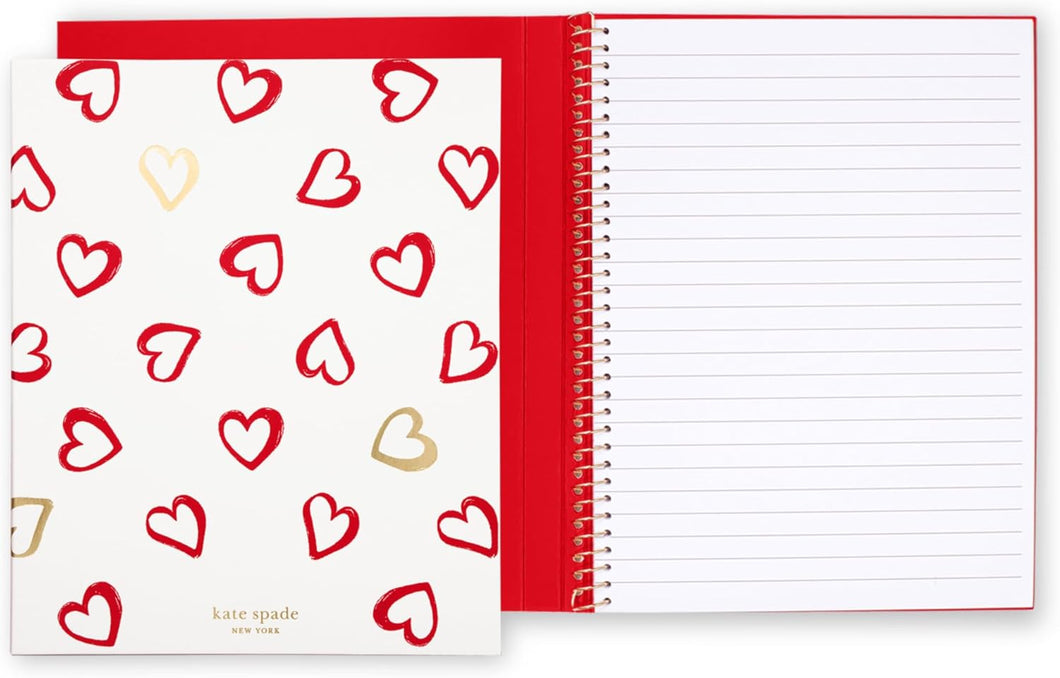 Kate Spade, Brushstrokes Hearts, Concealed Spiral Notebook