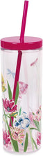 Load image into Gallery viewer, Dragonflies and Tulips, Acrylic Tumbler with Straw
