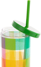 Load image into Gallery viewer, Garden Plaid, Acrylic Tumbler with Straw
