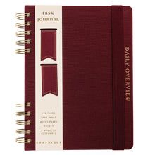 Load image into Gallery viewer, Plum Red Fabric-Covered Journal with Magnetic Bookmarks
