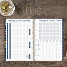 Load image into Gallery viewer, 2025 Navy Garden Party, Soft Cover Planner
