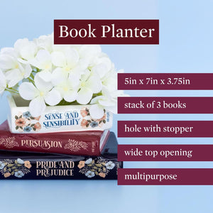 Jane Austin Stacked Books Planter