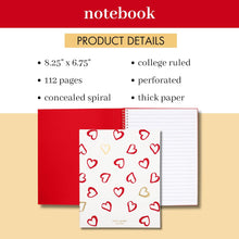Load image into Gallery viewer, Kate Spade, Brushstrokes Hearts, Concealed Spiral Notebook
