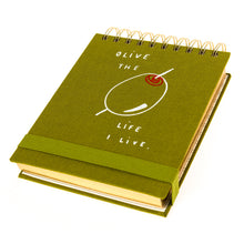 Load image into Gallery viewer, Olive Fabric-Covered Spiral Jotter
