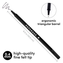 Load image into Gallery viewer, Paperage 12 Pack Black, Felt Tip Fine Line Marker Pens
