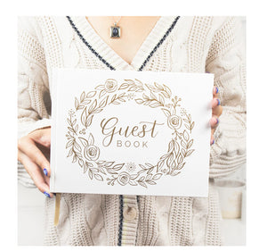 Guest Book , Gold Floral